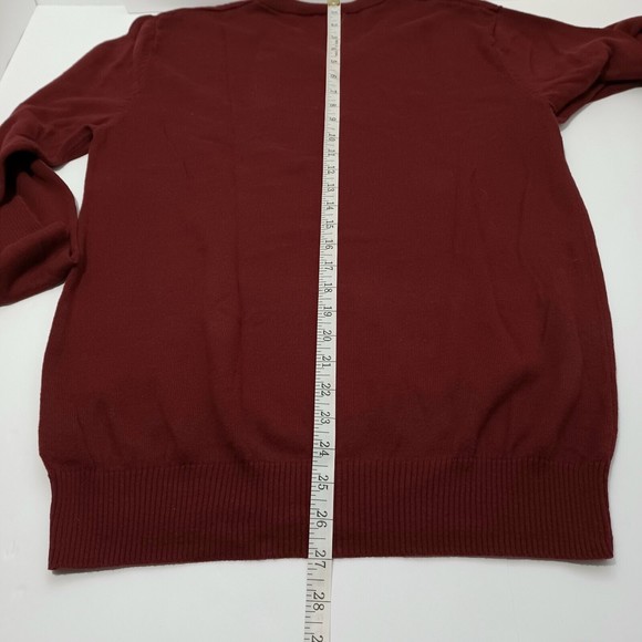 Old Navy Women's Size Medium Long Sleeve Pullover Knit Solid V Sweater Burgundy - Picture 4 of 9